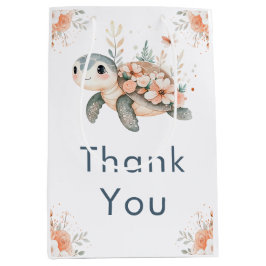 Cute Floral Turtle Baby Shower Medium Cadeauzakje