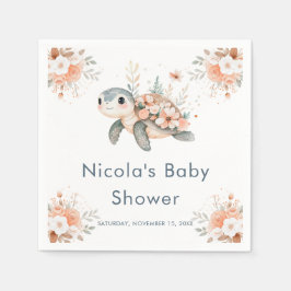 Cute Floral Turtle Baby Shower Servet