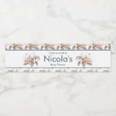 Cute Floral Turtle Baby Shower Waterfles Etiket (Enkel label)