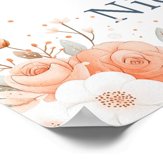 Cute Floral Turtle Baby Shower Welcome Poster (Hoek)