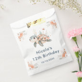Cute Floral Turtle Birthday Party Bedankzakje (Gezegeld)