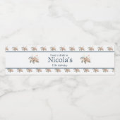 Cute Floral Turtle Birthday Party Waterfles Etiket (Enkel label)