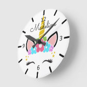 Cute Floral Unicorn Ronde Klok (Hoek)