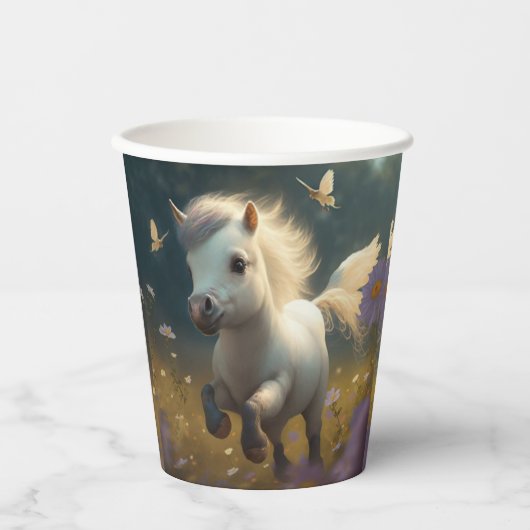 Cute floral Unicorns vliegend klein pony Cu Papieren Bekers (Voorkant)