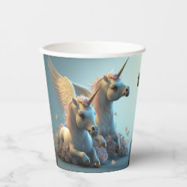 Cute floral Unicorns vliegend klein pony Cu Papieren Bekers