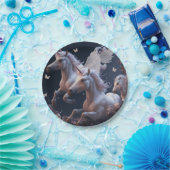 Cute floral Unicorns vliegend klein pony Pl Papieren Bordje (Feest)