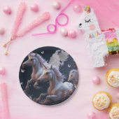 Cute floral Unicorns vliegend klein pony Pl Papieren Bordje (Feest)