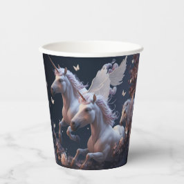 Cute floral Unicorns vliegend kleine pony Papieren Bekers
