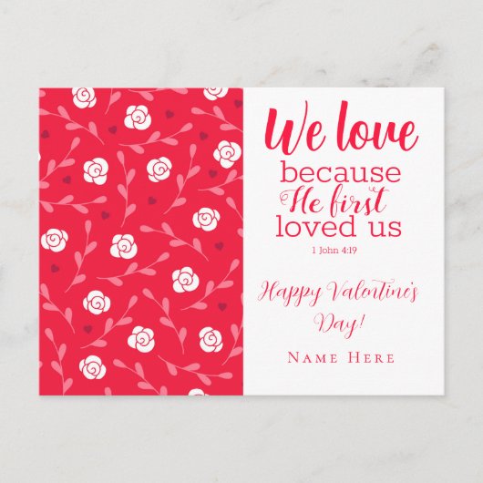 Cute Floral Valentijns Briefkaart (Voorkant)