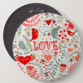 Cute Floral Valentijns  Design Ronde Button 6,0 Cm (Voorkant /achterkant)