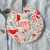 Cute Floral Valentijns  Design Ronde Button 6,0 Cm (In situ)