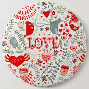 Cute Floral Valentijns  Design Ronde Button 6,0 Cm