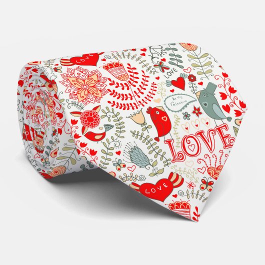 Cute Floral Valentijns  Design Stropdas (Opgerold)