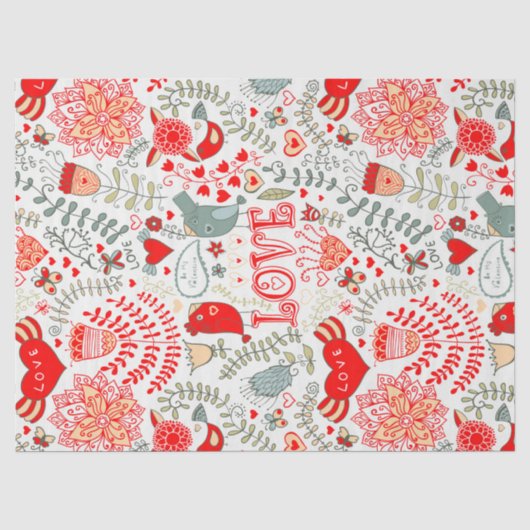 Cute Floral Valentijns  Design Tissuepapier (Voorkant)
