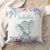 Cute Floral Waterverf Baby Elephant Sierkussen (Deken)