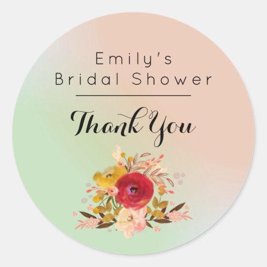 Cute Floral Waterverf Bouquet bedankt Ronde Sticker (Voorkant)