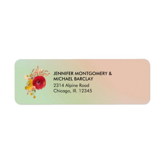 Cute Floral Waterverf Bouquet Etiket (Voorkant)