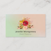 Cute Floral Waterverf Bouquet Event Planning Visitekaartje (Voorkant)