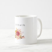 Cute Floral Waterverf Bouquet gepersonaliseerd Koffiemok (Voorkant rechts)