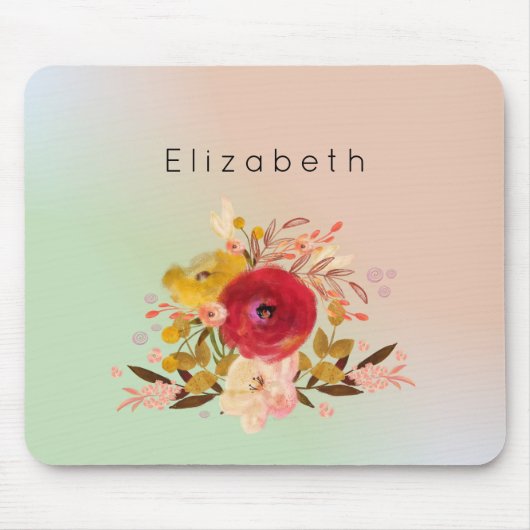 Cute Floral Waterverf Bouquet gepersonaliseerd Muismat (Voorkant)