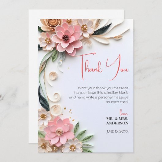 Cute Floral Wedding Lijst Abstract Paper Quilling Bedankkaart (Voorkant / Achterkant)