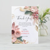 Cute Floral Wedding Lijst Paper Quilling Bedankkaart (Staand voorkant)