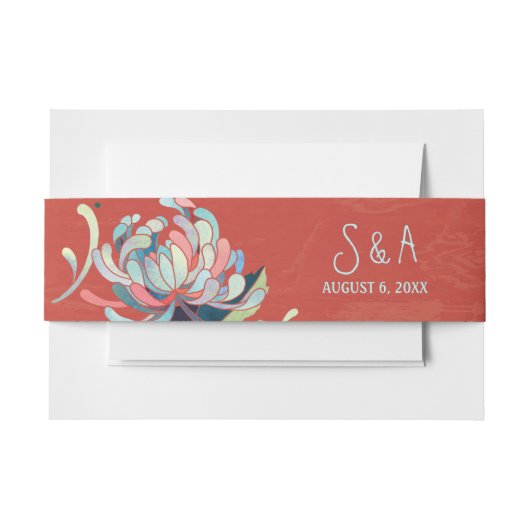 Cute Floral Wedding Monogrammen Uitnodigingen Wikkel (Voorkant Voorbeeld)