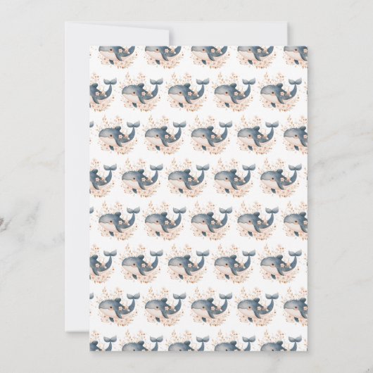 Cute Floral Whale Baby Shower  Bedankkaart (Achterkant)