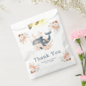 Cute Floral Whale Baby Shower Bedankzakje (Gezegeld)
