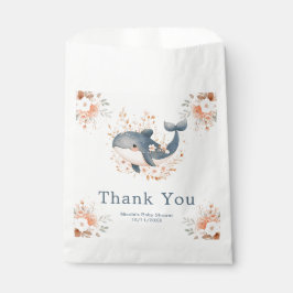 Cute Floral Whale Baby Shower Bedankzakje