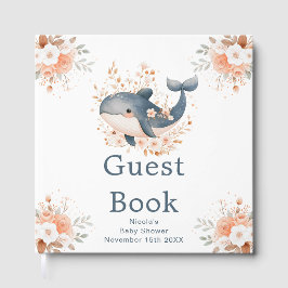 Cute Floral Whale Baby Shower Gastenboek