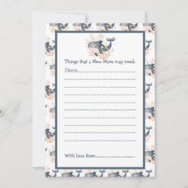 Cute Floral Whale Baby Shower Kaart