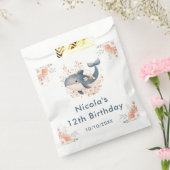 Cute Floral Whale Birthday Party Bedankzakje (Gezegeld)