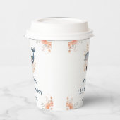 Cute Floral Whale Birthday Party Papieren Bekers (Links)