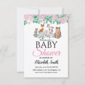 Cute Floral Woodland Baby Animals | BABY SHOWER Kaart (Voorkant)