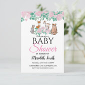 Cute Floral Woodland Baby Animals | BABY SHOWER Kaart (Staand voorkant)