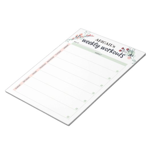 Cute Floral Workout Planner Notitieblok (Schuin)