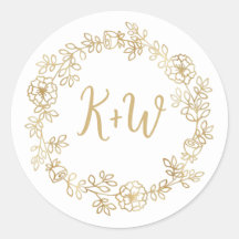 Cute Floral Wreath Wedding Initialen Monogram