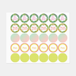 Cute floral wreed girlie patroon set labels