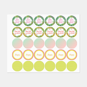 Cute floral wreed girlie patroon set labels