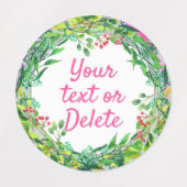 Cute floral wreed girlie patroon set labels (Design 1)