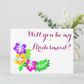 Cute Floral zal je mijn Bridesmaid zijn Kaart (Staand voorkant)