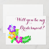 Cute Floral zal je mijn Bridesmaid zijn Kaart (Voorkant / Achterkant)
