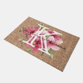 Cute floral zomer monogrammed welkomsttekstscript deurmat (Schuin)