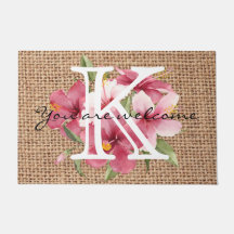 Cute floral zomer monogrammed welkomsttekstscript