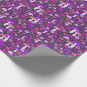 Cute Florals Paddenstoelen Roze, Paars en zwart Cadeaupapier (Hoek)