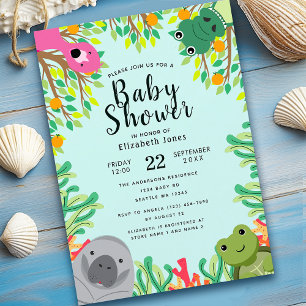 Cute Florida Animals Baby shower Invitation Kaart