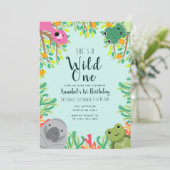 Cute Florida Animals Wild One Kids Birthday Kaart (Staand voorkant)