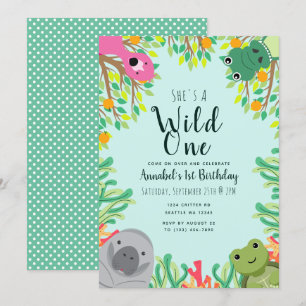 Cute Florida Animals Wild One Kids Birthday Kaart