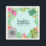 Cute Florida Animals Wild One Kids Birthday Servet<br><div class="desc">Vier het met dit Leuke Florida Animals Wild One Kids Verjaardagsontwerp. Dit ontwerp toont een rand van gebladerte en schattige dieren,  een Manate,  Flamingo,  Gator en Schildpad. U kunt dit verder aanpassen door op de knop "PERSONALISEREN" te klikken. Overeenkomende items in onze winkel voor een compleet feestthema.</div>